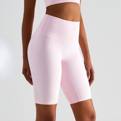 China Wholesale Seamless Low Moq For Fitness Custom Made Lulu Yoga Pants Ribbed Logo Package Women Nylon Thigh Shorts for sale