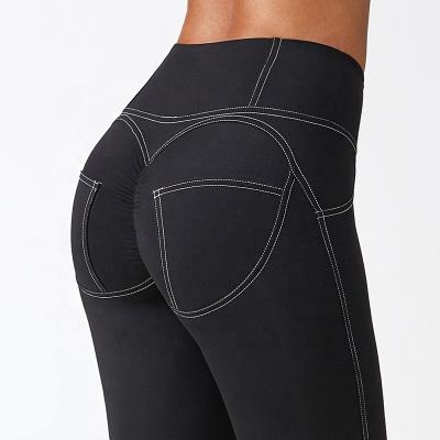 China Low Moq Wholesale QUICK DRY For Custom Logo Package High Waist Yoga Pants Tummy Control Workout Leggings With Crack! crack! back for sale