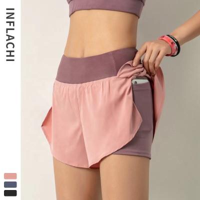 China Wholesale QUICK DRY Gym Running Workout Quick Dry Pants With Quick Dry Gaiters Sports Women Shorts With Pocket for sale