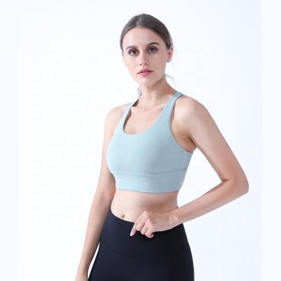 China Wholesale Breathable Low Moq Logo Package Pink Black Nylon Custom Made Sports Bra Cross Back Sports Bra Yoga Top for sale