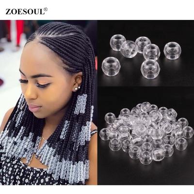 China 50pcs 12mm Acrylic Free Shipping Transparent Clear Plastic Hair Beads For Dreadlock Hair Accessories for sale