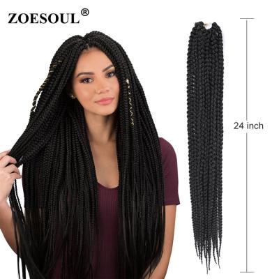 China Big 3S Synthetic Hair 24inch 60cm 9stands Box Braid Hair Extensions For Black People for sale