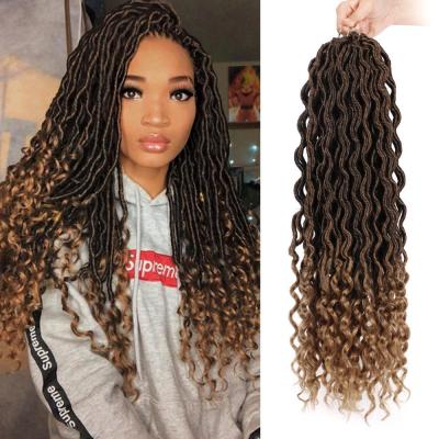 China New Style Low Temperature Fiber Goddess 18inch Synthetic Curly Faux Locs End Soft Dread Locs Twist Braid Hair for sale