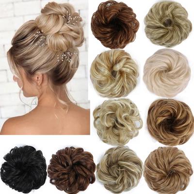 China High Quality 100% Synthetic Curly Heat Resistance Fiber Elastic Band 1PC Black Bun Hair Bun Pieces Manufacturer From Japan For Women for sale