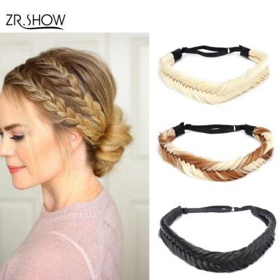 China Wide Braided Headband Braided Hair Band Easy To Use/Good Quality Braided Braids Elastic Synthetic Stretch Braid Headband For Girls for sale