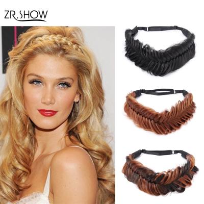 China Zoesoul Women's Bohemian Synthetic Hair Elastic Stretch Dark Brown Headbands Braided Headband Easy To Use / Good Quality for sale