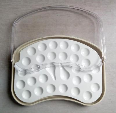 China Dental porcelain  Mixing Slab (  Plate),28 Slots , having plastic Cover& Bottom for sale