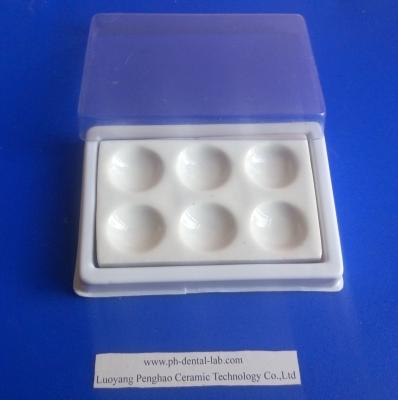 China Dental Procelain  Mixing Slab (  Plate), 6 Slots , having plastic Cover & bottom for sale