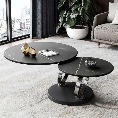 China Customized Creativity Modern Design Marbel Multifunctional Rotatable Black Lounge Lift Up Top Coffee Table for sale