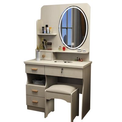 China (Other) Hot Sale Factory Price Adjustable Dresser With Mirror Light And Drawer Bedroom Furniture LED Modern Dressing Table Storage Make Up Table for sale