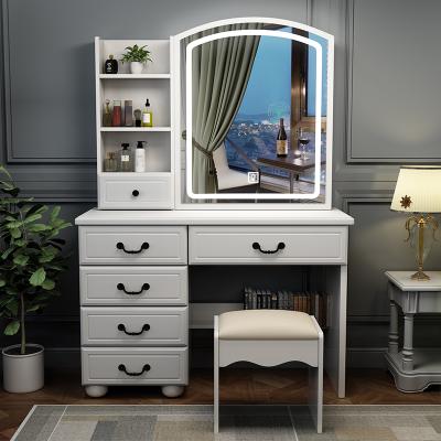 China (Others) New Arrivals Adjustable Bedroom Furniture Set MDF Dressers Vanity Dresser With Mirror And Stool Dressers With Lights for sale