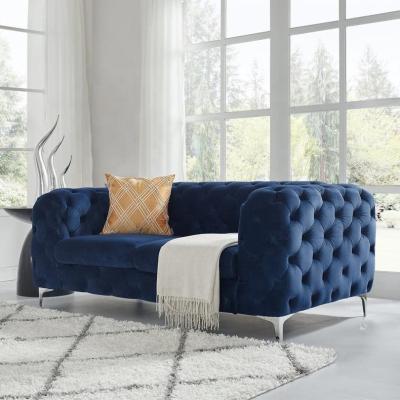 China (Others) Living Room Furniture Hotel Chesterfield Sofa Classic Blue Velvet Couch Adjustable Tufted Stationary Large Sofas for sale