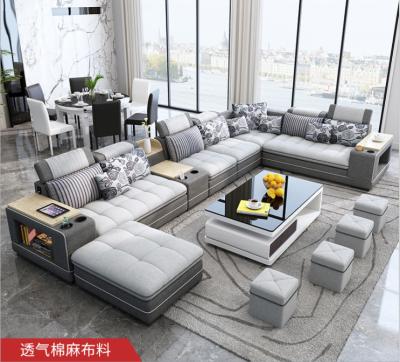 China New Arrival Modern Multifunctional Adjustable Couch U(Other) Adjustable Fabric Corner Sectional 7 Seater Sofas USB Charging Sofa for sale