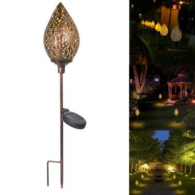 China Garden Vintage Water Drop Wrought Iron Chandeliers Leaf Shade Solar Powered Hanging Lights for Outdoor Garden Street Pathway Decoration for sale