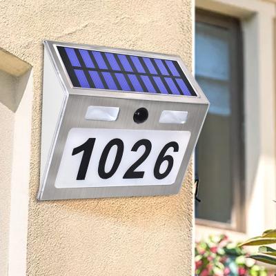 China Single Door Waterproof Outdoor Modern Solar Powered Home Address Number House Wall Mount Motion Sensor Solar Power Light for sale