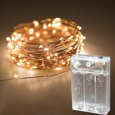 China Residential 10m 100LEDs Led String Lights 3pcs AA Batteries Powered Micro Mini Light Copper Wire LED Lights for sale