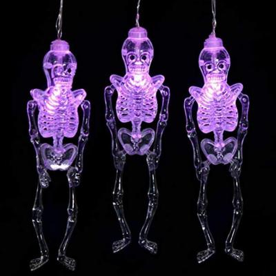 China Fashion 3M 20LED Transparent Skeleton Sight LED Outdoor Battery Operated Lights For Halloween Decorations Skull Outdoor Indoor Lights for sale