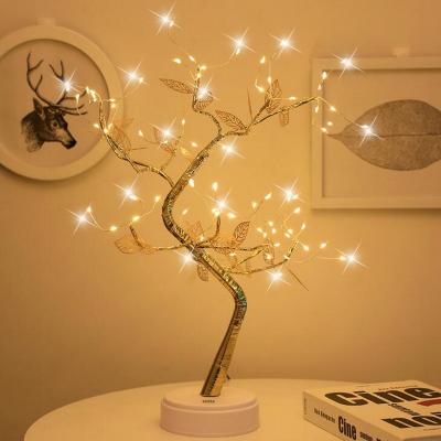 China Beautiful Tree Leaves Copper Wire String Twig Light Artificial Tree Home LED Lighting For Wedding Festival Holiday Christmas Decoration for sale