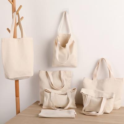 China Organic Canvas Tote Custom With Logo Waterproof Reusable Eco-Friendly White Cotton Wholesale for sale