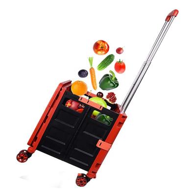 China Collapsible Shopping Trolley Folding Grocery Folding Utility Rolling Portable Rolling Cash Box for sale