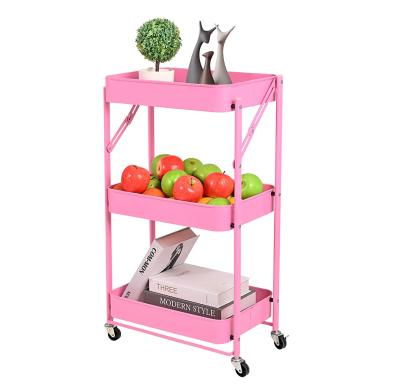 China Easy Mobile Cart 3-Tier Rolling Utility Cart Multifunctional Storage Trolley Cart for sale