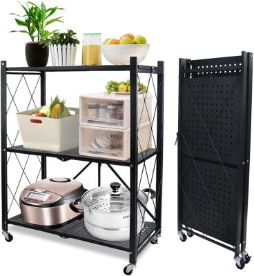 China Viable Wholesale Supplier High Quality Folding Metal Rack Shelf With Wheels for sale