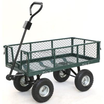 China Green Steel Garden Trolley Small Tool Cart Mesh Cart Garden Trolley for sale