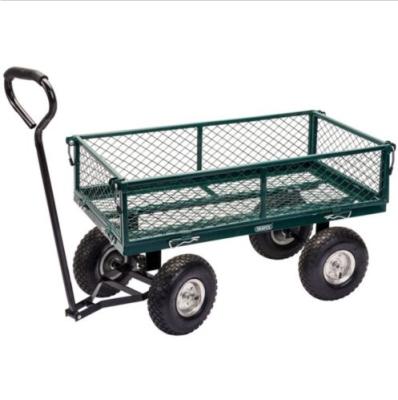 China Durable High Quality Four Wheel Towing Tools Metal Mesh Garden Cart Cart for sale