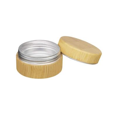 China 100% 20g 30g 40g 50g 60g 70g 100g 120g 150g 200g 250g 100% Recyclable Natural Cosmetic Packaging Metal Tin Can Aluminum Bamboo Jar Covered Bamboo Lid for sale