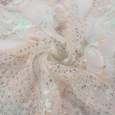 China New Style Viable Popular 100% Polyester Flower Design Lace Fabric For Wedding Dress for sale