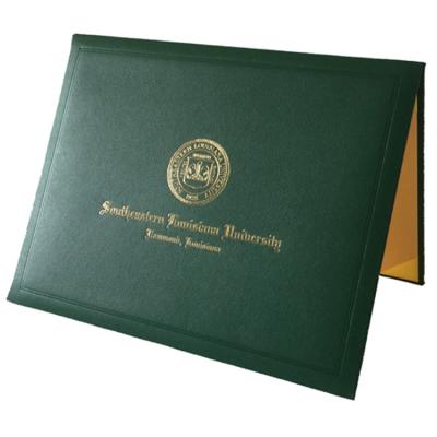 China ODM Accept Shiny Gold Foil Stamping Custom Logo A4 School Leather Diploma Cover for sale