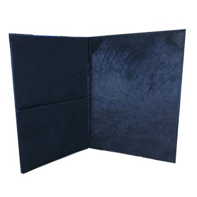 China Custom Limit Notebook A5/A4 Size Wedding Pocket Folder Navy Blue Velvet Folder for sale