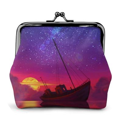 China Waterproof Custom Blank PU Sublimation Wallet Kiss Lock Double Sided Leather Coin Purse for sale