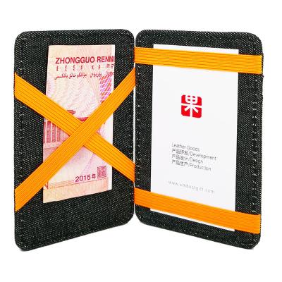 China Popular RFID Design Good Selling Cloth 8cm Black Magic Wallet for sale