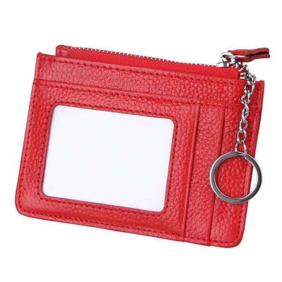 China Convenient Promotional Clear Zipper Window PU Key Card Leather Coin Holder for sale