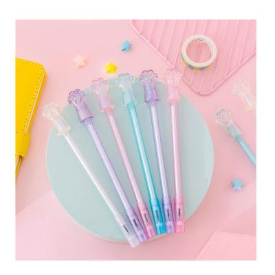 China Normal Gift for Girls Transparent Pen Gel Ink Pen Stationery Crystal Cat Claw Neutral Pen Cute Cartoon for sale