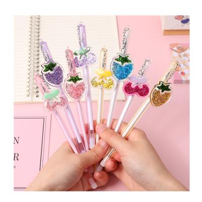 China Natural Gift for Girls Fruit Cute Strawberry Cherry Pendant Neutral Pen Student Pen Gel Ink Pen Stationery for sale