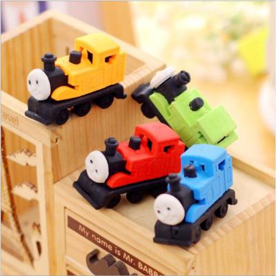 China Promotional Eraser Train Funny Detachable Erasers for Boy Durable Pencil Eraser for Kids Stationery for sale