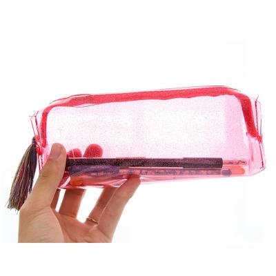 China Zipper Pen Bag Stationery Cheap Transparent Pen Case Gift Storage Pencil Top Bag for sale