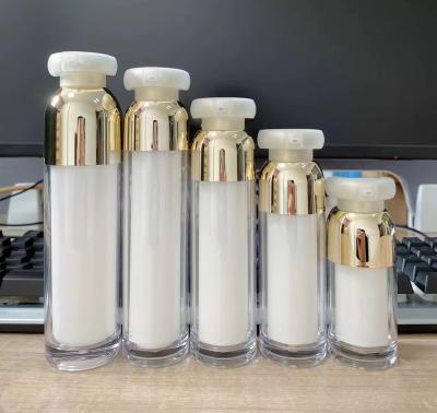 China Gold Sliver 15ml 30ml 50ml 100ml 50g 30g Airless Cosmetics Eco-friendly Acrylic Wall Double Color Empty Cosmetic Pump Bottle Cream Jars for sale