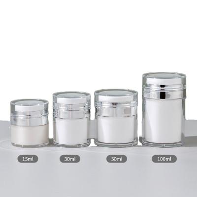 China 15ml 30ml 50ml Cosmetic White Acrylic Airless Jar 1oz 1.7oz Pump Bottle Pump Bottle Luxury Cosmetics Packaging Packaging for sale