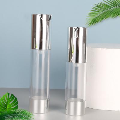 China 10ml 15ml 20ml 30ml Gold Silver High End Luxury Airless Cosmetic Lotion Bottle Empty Cosmetic Plastic Bottle Container for sale