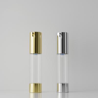 China 10Ml 15Ml 20Ml 30Ml Eco Plastic PP Cosmetic Transparent Silver Gold Vacuum Pump 50ml Airless Eco Friendly Bottle for sale