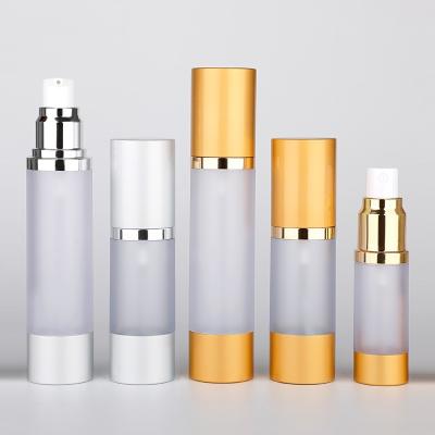 China 10ml 15ml 20ml 30ml 50ml 100ml 120ml Gold Cosmetic Aluminum Matte Silver AS Pump Airless Lotion Pump Bottle Frosted Airless Spray Bottle for sale