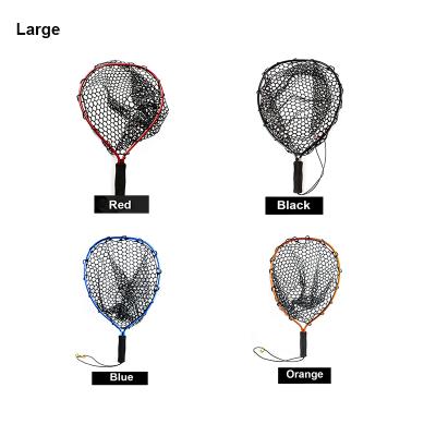 China MOQ Low Fly Rubber Landing Fishing Net 1-2cm 4 Colors Portable Aluminum Frame for sale