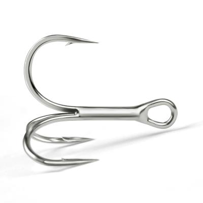 China High Strength High Carbon Silver Triple Hooks Sea Fish Hooks For Fishing for sale