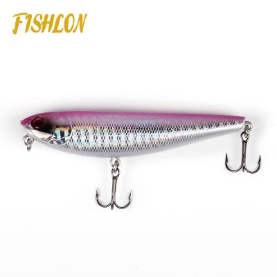 China Wholesale 85mm White 9.5g Hard Plastic Hard Plastic ABS Surface Water Pencil 3D Eyes Pencil Fishing Lure for sale