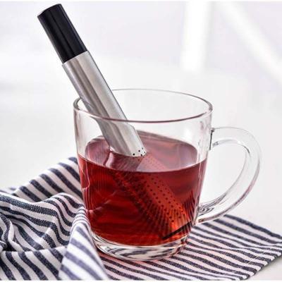 China Stainless Steel Mesh Tea Filter Teapot Tools Design Steel Pipe Quiki Tea Stick Viable Strainer Stainless Tea Infuser for sale