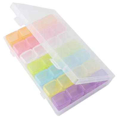 China Factory Price 28 Slots Viable Adjustable Plastic Quiki Storage Box For Jewelry Diamond Embroidery Craft Bead Pill Storage Tool for sale