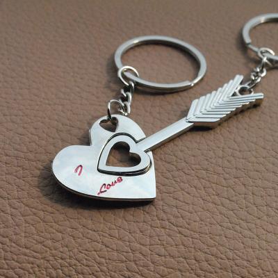 China Metal Arrow Bow Lovers Ring Couples Key Chain Romantic Anniversary Gift Keytag for sale